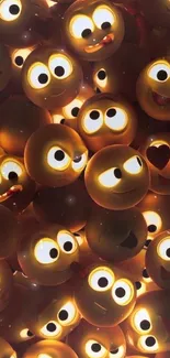 Glowing emoji faces wallpaper for mobile.