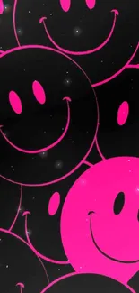 Black and pink smiley faces wallpaper design.