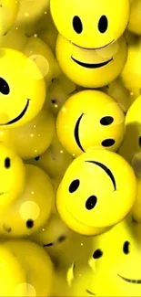 Bright yellow smiley face wallpaper design.