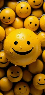 Bright yellow smiley faces clustered together.