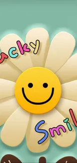 Cheerful smiley flower with colorful petals.