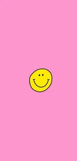 Vibrant pink wallpaper with a cheerful smiley face.