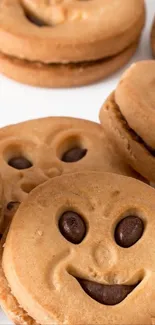 Smiling cookies mobile wallpaper with a playful vibe.