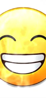 Smiling yellow emoji on white background.