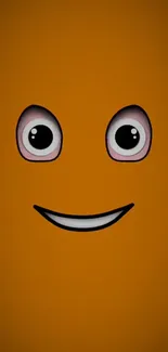 Orange wallpaper with a cute, smiling face design.