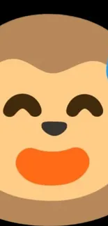 Animated wallpaper of a smiling monkey emoji with a playful expression.