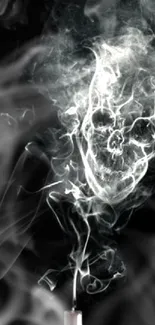 Artistic smoke forming a skull on a black background for mobile wallpaper.