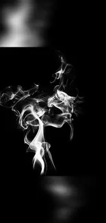 Elegant white smoke on a black background for mobile wallpaper.