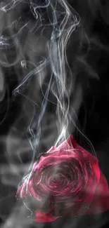 Artistic mobile wallpaper with a smoky rose on a dark background.