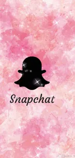 Snapchat logo on pink watercolor background wallpaper.