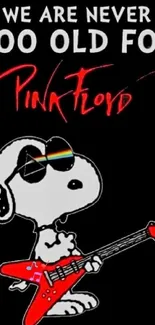 Snoopy playing guitar in Pink Floyd style.