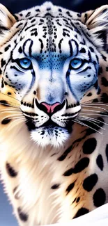 Digital art of a snow leopard with vivid spots.