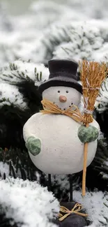 Snow Snowman White Live Wallpaper