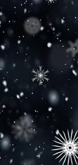 Elegant snowflake pattern on a dark background.