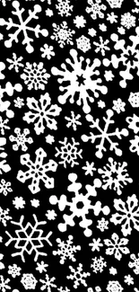 Black and white snowflake pattern wallpaper.