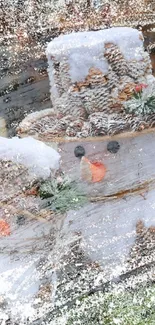 Festive snowman and holiday decor in a winter scene.