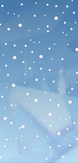 Snowy blue phone wallpaper with falling snowflakes.