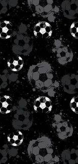 Dynamic black soccer ball wallpaper for mobile.