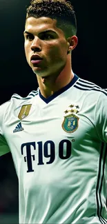 Dynamic shot of a soccer player in action, wearing a number 7 jersey.