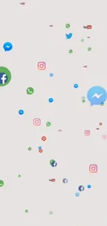 Colorful social media icons on white background wallpaper.