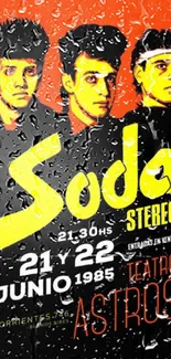 Soda Stereo 1985 concert poster with orange tones.