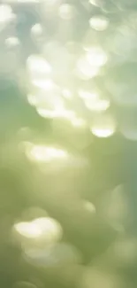 Soft green bokeh wallpaper with blurred light circles.