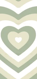 Soft green heart pattern mobile wallpaper with soothing aesthetics.