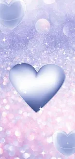 Soft bokeh wallpaper with pastel hearts.