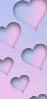 Pastel gradient wallpaper with floating hearts design for a romantic phone background.