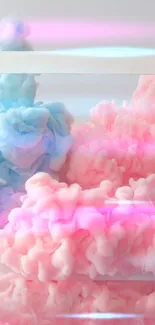 Abstract pink and blue pastel cloud wallpaper.