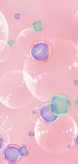 Soft pink wallpaper with delicate floating bubbles.