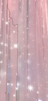 Ethereal pink curtain with sparkling stars.