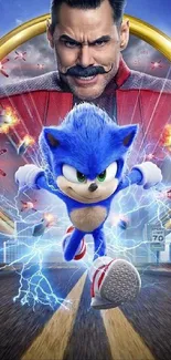 Sonic movie wallpaper with dynamic action and vibrant colors.