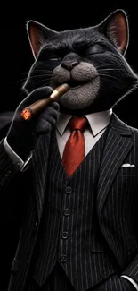 Animated cat in suit with cigar wallpaper.