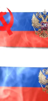 Unique wallpaper of Soviet and Russian flags side by side.