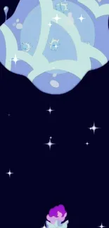 Fantasy space wallpaper with stars and purple elements for mobile.