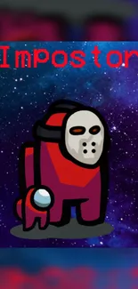 Cartoon impostor with galaxy background.