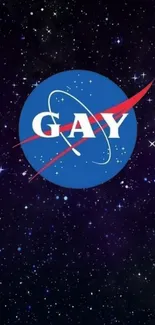 Space-themed LGBTQ+ mobile wallpaper with galaxy background.