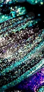 Sparkling teal and purple abstract glitter wallpaper design.