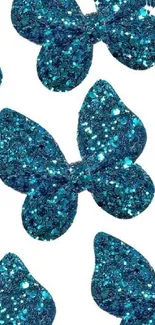 Blue sparkling butterfly pattern wallpaper.