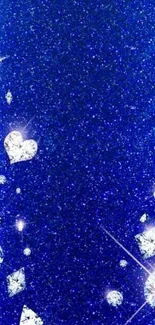 Sparkling blue wallpaper with diamonds and stars.