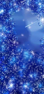 This is a sparkling blue galaxy wallpaper with stars.