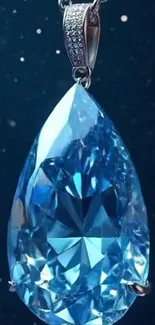 Shimmering blue gemstone with sparkling facets.