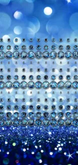 Blue gemstone pattern with sparkling shine effect on a mobile wallpaper.