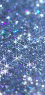 Glittering blue wallpaper with dazzling sparkles.