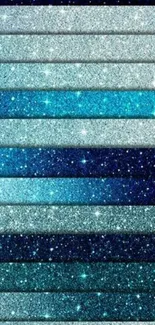 Vertical stripes of shimmering blue glitter on wallpaper.