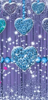 Sparkling blue heart wallpaper with shimmering details.