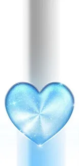 Mobile wallpaper featuring a sparkling blue heart with a gradient background.