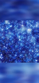 Sparkling blue stars mobile wallpaper with cosmic glow