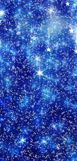 Sparkling blue starry sky mobile wallpaper.